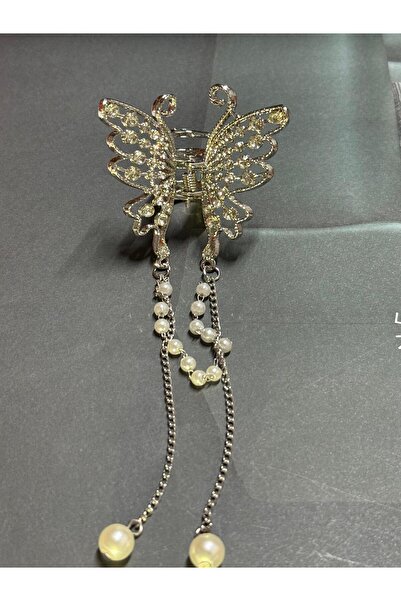 JHTshop Rhinestone Butterfly Hair Clip, Rhinestone Claw Clip, Pearl Tassel Hair Clamp,