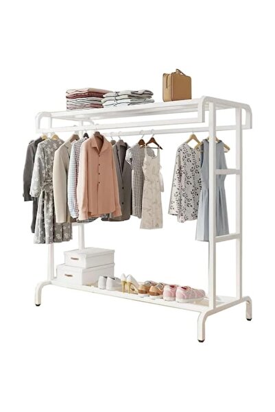 PORKY Shop Metal Double Clothes Rack, Shoe Rack and Storage 70kg, 150x109x50cm