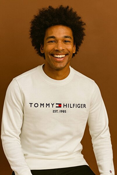 Tommy BİSİKLET YAKA BEYAZ SWEATSHİRT