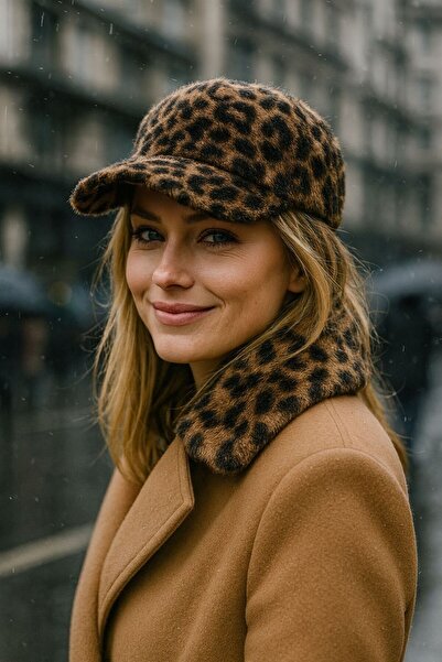 FELLMENS Mink Leopard Soft Textured Plush Cap Hat