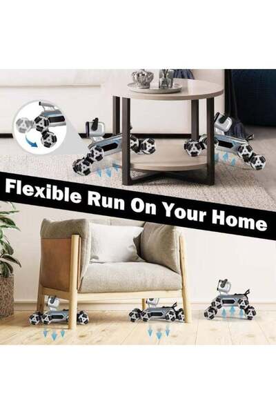 BORTONY RC Stunt Dog 8-Wheel Robot Car with Smoke, Lights & Music