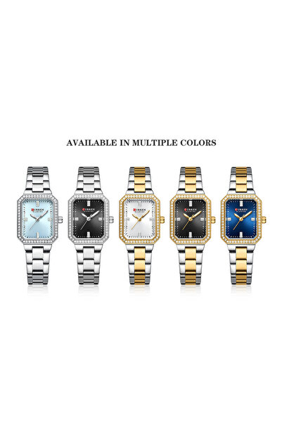 Curren Women's 9102 Rectangular Quartz Watch - Gold Blue