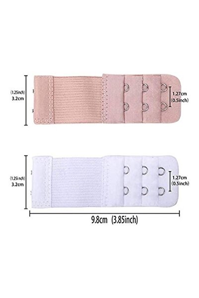 Generic 3-piece elastic bra extender set consisting of 2 hooks and 3 rows