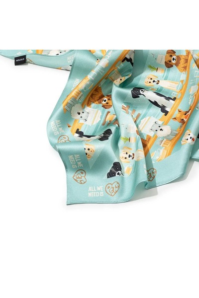 All We Need Is Pets Bandană de mătase albastră pentru câini și iubitori de animale de companie, tip bomboane de la Puppies Candy Shop