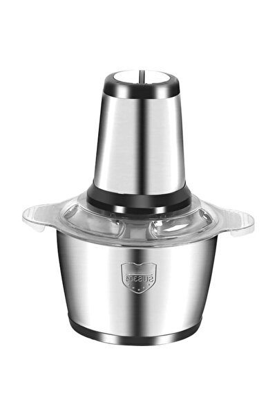 Potscove Electric chopper, 4 high quality stainless steel blades, 2L, stainless steel container, Black