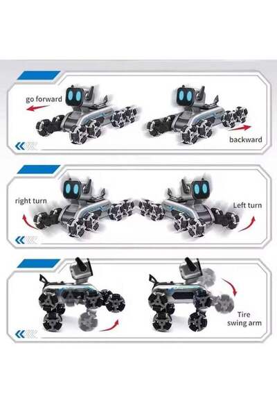 BORTONY RC Stunt Dog 8-Wheel Robot Car with Smoke, Lights & Music