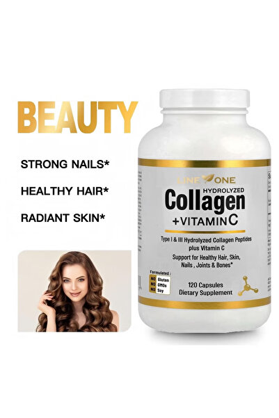 LINE ONE Collagen+Vitamin C Beauty Hair And Nails Vitamins For Women Collagen Up Skin Whitening- 120Capsules