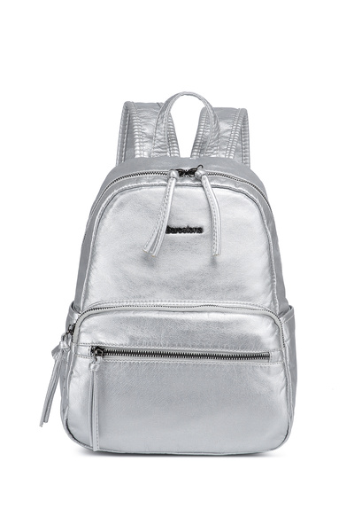 Hüvendo Barcelona Medium Size Multi-Pocket Soft Design Sports and Casual Women's Backpack Platinum