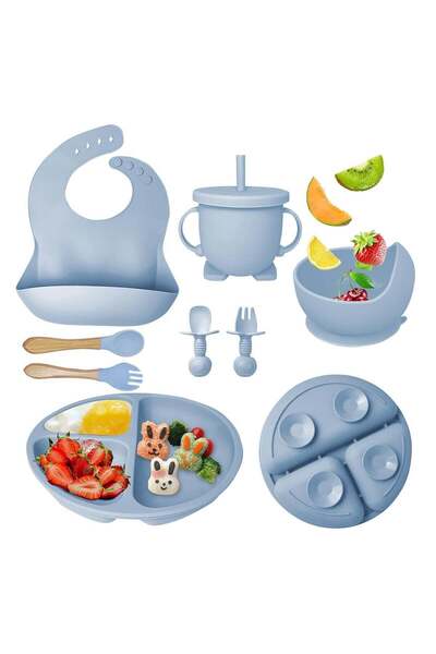 IMISSU مجموعة تغذية الأطفال من السيليكون I Miss You المكونة من 9 قطع مع ضوء L...