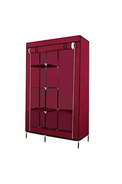 PORKY Shop Textile Wardrobe 4 Shelves, Brown, 175x105x45cm, Easy to Assemble
