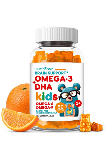LINE ONE Kid's Gummy Omega 3 with DHA Children Dietary Supplement Multi Vitamins