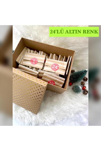 Lilyum Aksesuar Advent Calendar Sürpriz Takı 24lü Yeni Yıl Yılbaşı ALTIN GOLD RENK Küpe Kolye Bileklik Hediye Kutusu