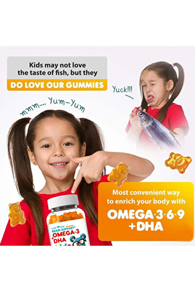 LINE ONE Kid's Gummy Omega 3 with DHA Children Dietary Supplement Multi Vitamins
