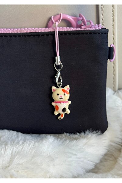 WhimsyWhite Cat Phone Charm, Colorful Phone and Bag Decoration