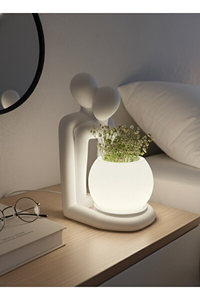 LOFONY love serisi ışıklı saksı abajür gece lambası (Günışığı)