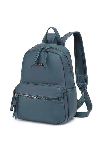 Hüvendo Barcelona Medium Size Multi-Pocket Soft Design Sports and Casual Women's Backpack Jeans Blue