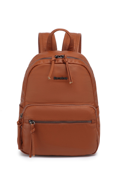 Hüvendo Barcelona Medium Size Multi-Pocket Soft Design Sports and Casual Women's Backpack Brown
