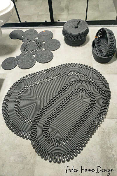 ADES HOME DESİGN Jüt,Banyo Takımı,Banyo Seti,Banyo Paspası,Paspas Takımı,Maky...