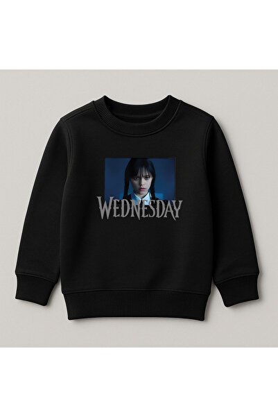 SVART WEAR Wednesday Printed Crew Neck 100% Bumbac Pulover pentru copii tricou