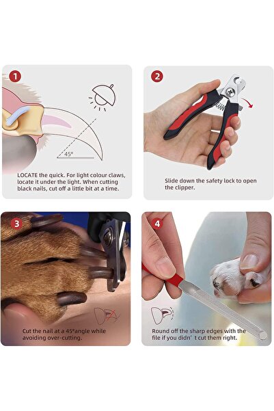 Mumoo bear Dog & Cat Nail Clippers with Nail File and Safety Guard (Red, Size L)