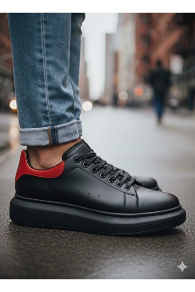 MAKRAS EXCLUSIVE 100% Genuine Leather Casual Sneaker Black Daily Shoes Unisex