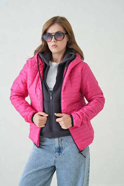 D1fference Kadın İçi Astarlı Rüzgar Geçirmez Sıcak Tutan Elyaf Dolgulu Ultra Hafif Spor Mont