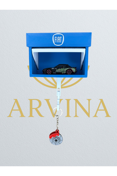 Arvina Atelier حامل مفاتيح ثلاثي الأبعاد على شكل سيارة فيات مع حامل جراج صغير...