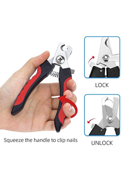 Mumoo bear Dog & Cat Nail Clippers with Nail File and Safety Guard (Red, Size L)