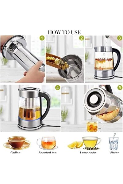 Denx Dxglass 1.8L Glass Electric Kettle, Fast Boiling, 1500W