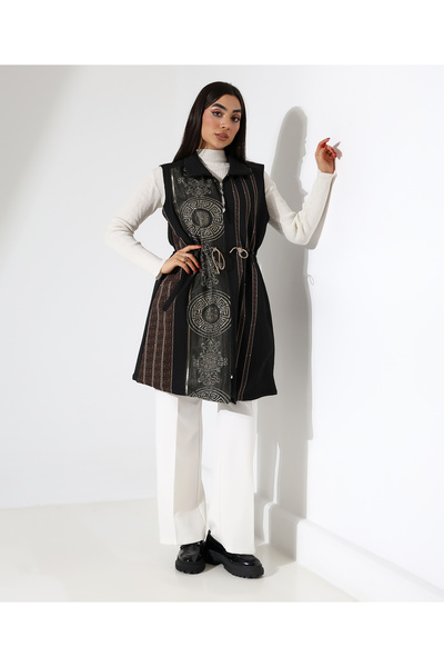 Fi'l Arz Fashion Front Tie Zipper Closure Vest