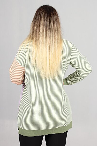 Truva XXL Women's Striped Acrylic Knitwear Cardigan Tunic Relaxed Fit (Size 36-50)