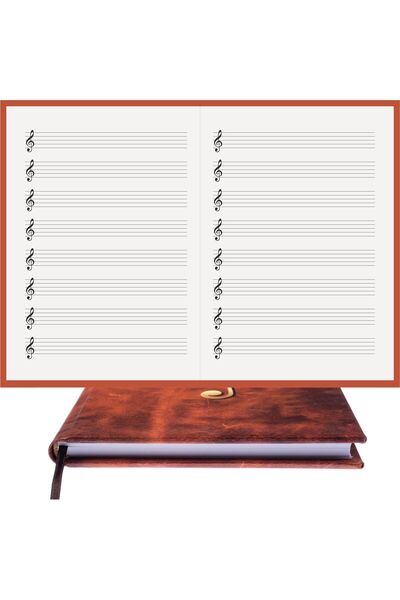 BİDEFTER Music Note Book (Left Hand Key) 100% Handmade, Hand Sewing, 2026 Special Collection – Artistic Leather –A/5