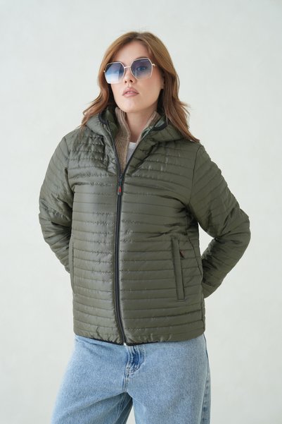 D1fference Women's Hooded Fiber-Filled Ultra Lightweight Lined Water-Repellent Windproof Sports Puffer Coat