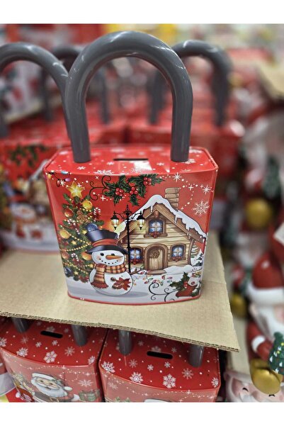 OEM Metal Piggy Bank in the Shape of a Lock with a Christmas Pattern 16x8x25cm