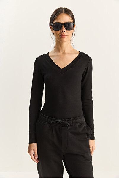 Bianco Lucci Women's Cotton V-Neck Blouse 141 60283830