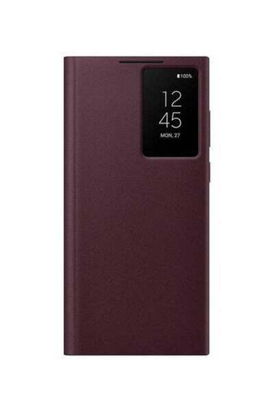Generic Smart View Cover For Samsung Galaxy S22 Ultra - Burgundy