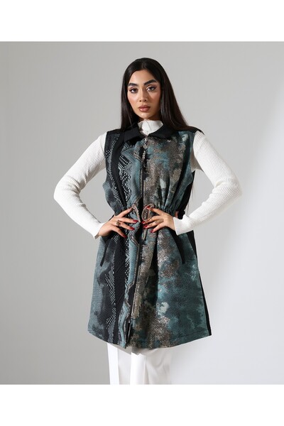 Fi'l Arz Fashion Front Tie Zipper Closure Vest