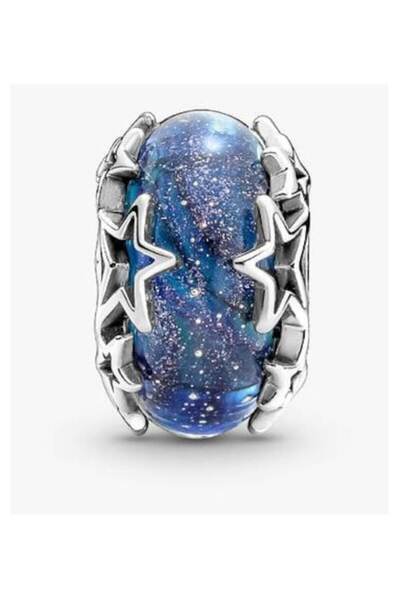 Pandora Talisman din Murano cu stea si galaxie albastra - Argint 925