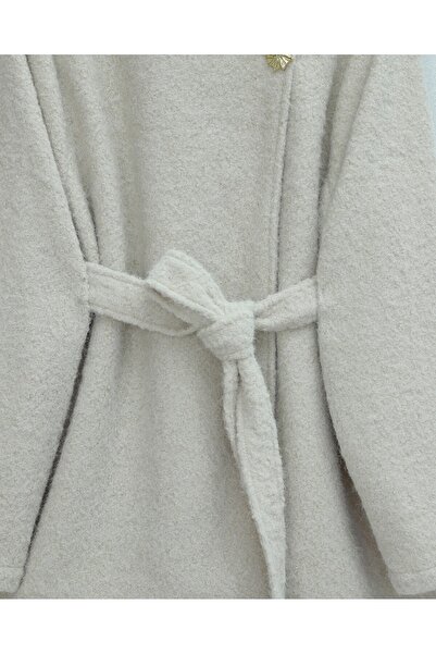 Modamorfo Lined Single Button Belted Beard Cap - Cream