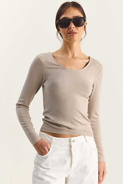 Bianco Lucci Γυναικεία μπλούζα με λαιμόκοψη σε σχήμα U 122 60283831