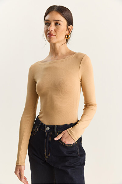 Bianco Lucci Women's Cotton Boat Neck Blouse 6025 60283832