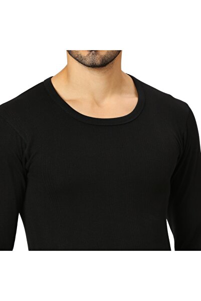 AMPM MEN'S COTTON BLENDED SOFT INNER FULL BODY THERMAL SET - BLACK