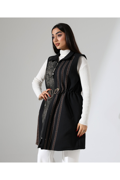 Fi'l Arz Fashion Front Tie Zipper Closure Vest