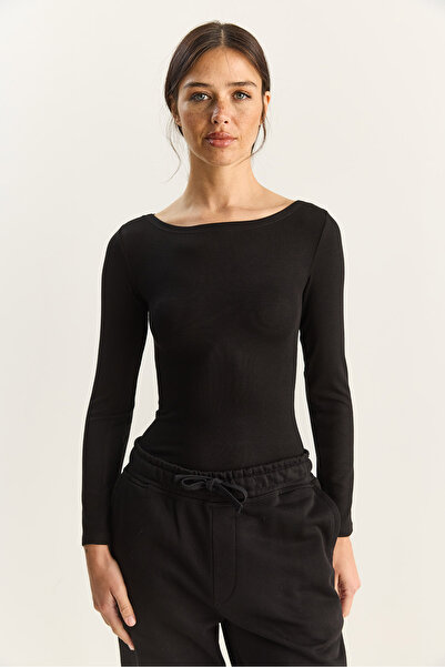 Bianco Lucci Women's Cotton Boat Neck Blouse 6025 60283832