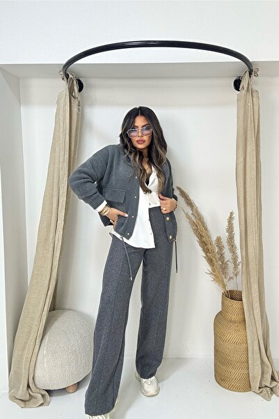 Sohotique By P Bearded Knitted Cardigan with Hooded Snaps Anthracite