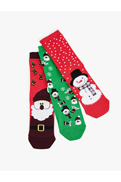 Koton Set de 3 ciorapi de Crăciun din bumbac multicolor