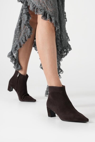 Bestyle Lorra Women's Bitter Brown 100% Real Leather Pointed Toe Boots