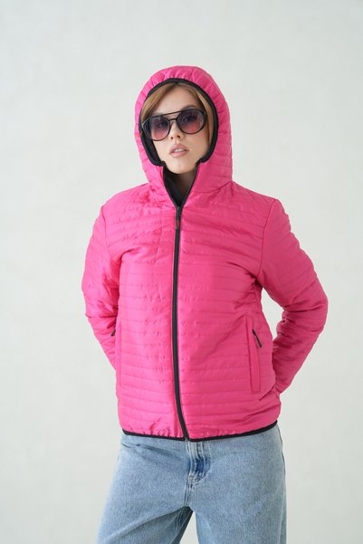 D1fference Women's Hooded Fiber-Filled Ultra Lightweight Lined Water-Repellent Windproof Sports Puffer Coat