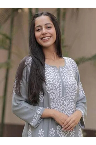 MYSMAR Gray Rayon Cotton Salwar Kameez - HRT2315 | Gray