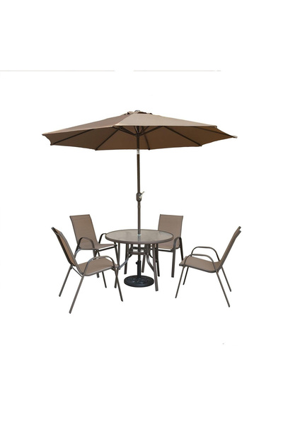 DEC4 Outdoor dining table set with 4 chairs and umbrella